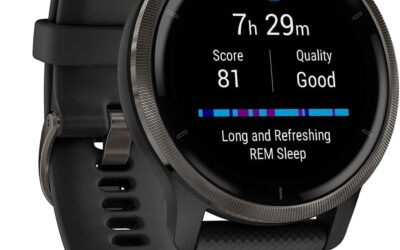 Garmin Venu 2 – Montre connectée GPS multisports avec écran AMOLED, autonomie longue durée (11 jours) – Gris avec bracelet noir – Boîtier 45 mm