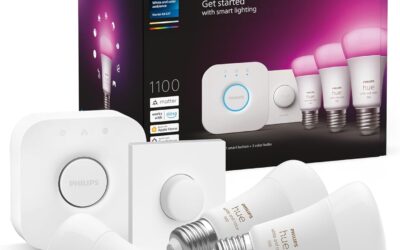 Philips Hue Kit de démarrage White Ambiance : 3 Ampoules LED Intelligentes et connectées E27, Pont de Connexion, Bouton Smart Hue, Compatible Bluetooth, Alexa, Google Assistant, Apple HomeKit