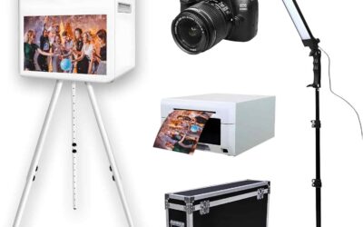 Photobooth Tout-en-Un avec Imprimante et Appareil Photo Reflex – Écran Tactile 21.5″ – Impression Instantanée, Étui de Transport et Support de Coque – Parfait pour Événements et Partages Instantanés