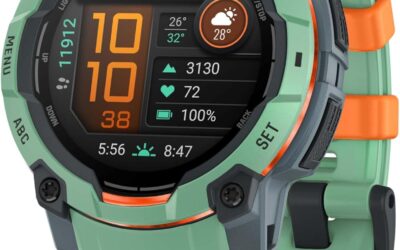 Garmin Instinct 3, AMOLED – Montre GPS Robuste et connectée – Vert d’eau avec Bracelet Vert d’eau – Boîtier 45 mm