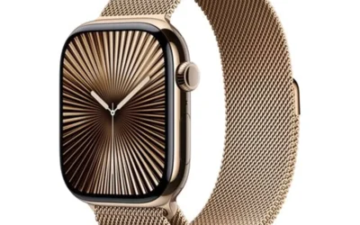 Apple Watch Series 10 GPS + Cellular 46mm Boîtier en Titane Or avec Bracelet Milanais Or M/L