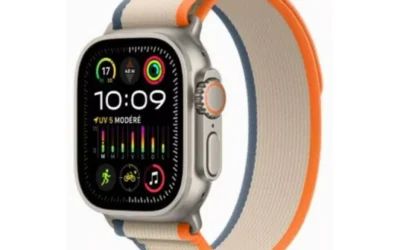 Apple Watch Ultra 2 GPS + Cellular, boîtier en titane de 49 mm avec boucle Trail Orange et Beige M/L