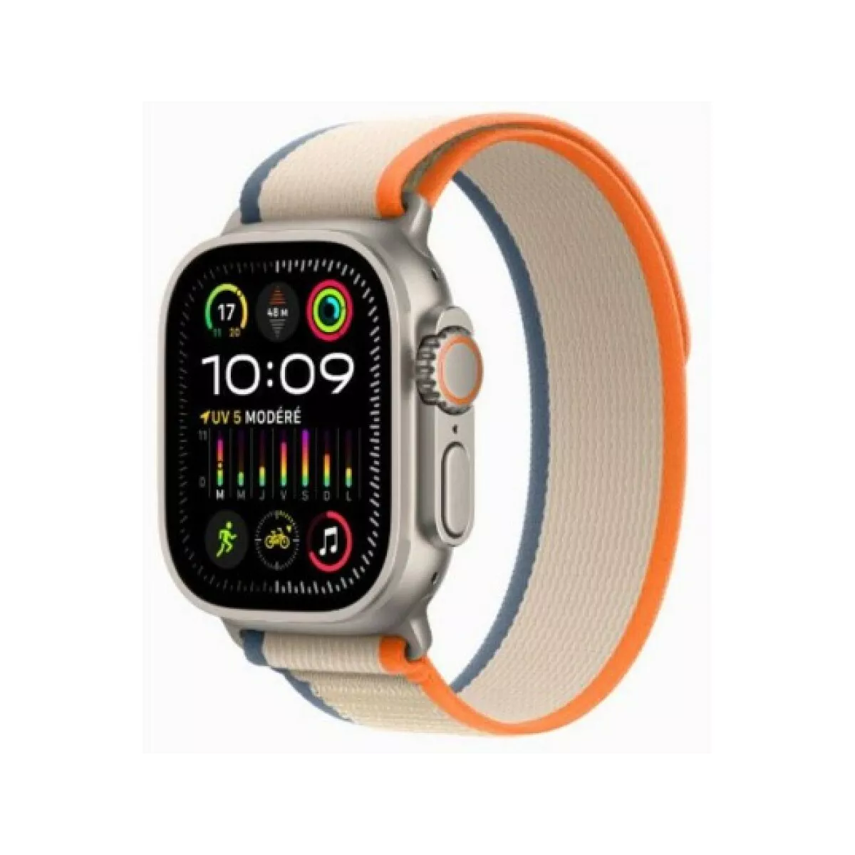 Apple Watch Ultra 2 GPS + Cellular, boîtier en titane de 49 mm avec boucle Trail Orange et Beige M/L